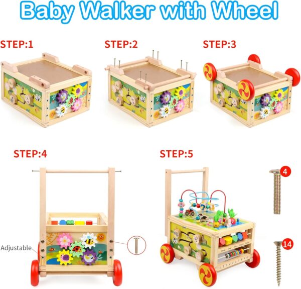 KABENFIS Wooden Activity Cube with wheels for Baby Boys and Girls - Image 3