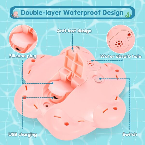 Gigilli Octopus Bath Toys, Rechargeable Baby Bath Toys, Light Up Bath Toys Sprinkler Bathtub Toys for Toddlers Infant Kids Boys Girls Automatic Spray Water Baby Toy, Pool Bathroom Baby Toys Gifts,Pink - Image 2