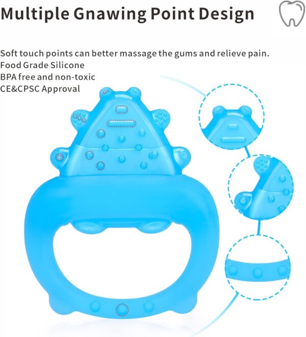 Freezable Baby Teether Toys,Water Fillable Baby Teething Relief,Chill Teether for Babies 0-3-6-12-24 Months, Cools & Massages Sore Gums,No Chill Handle,BPA-Free Silicone Teething Toys Cooling (Blue) - Image 3