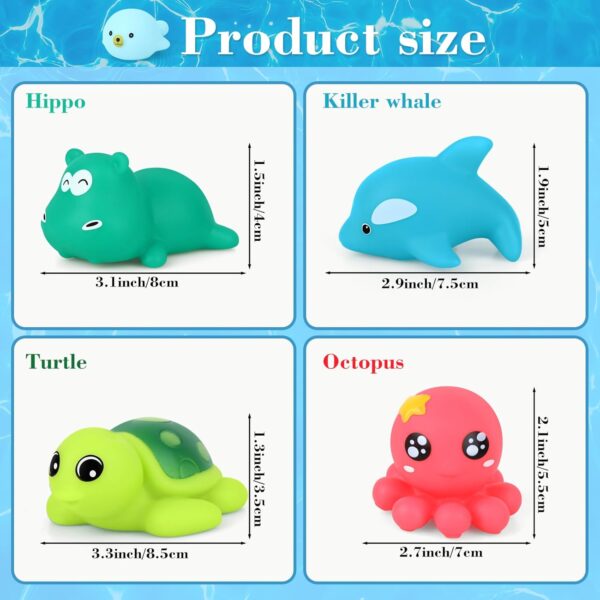 Lemicin Bath Toys Ocean Animal - 9pcs Bath Squirter Toys Floating Rubber Fish Water Toys for Bathtub Tub Water Pool Shower Toys for 1 2 3 4 Year Old Baby kids children - Image 6