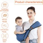 Nuluxi Baby Sling Carrier - Newborn to 36 Months, Blue, Machine Washable Cotton Spandex Blend, Adjustable Shoulder Straps, Front, Back, Hip, Unisex, Children - Image 3