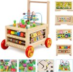 KABENFIS Wooden Activity Cube with wheels for Baby Boys and Girls