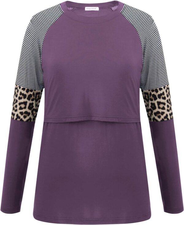 Smallshow Women's Maternity Nursing Top Long Sleeve Breastfeeding Shirt Clothes - Image 3