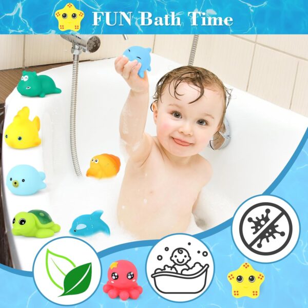 Lemicin Bath Toys Ocean Animal - 9pcs Bath Squirter Toys Floating Rubber Fish Water Toys for Bathtub Tub Water Pool Shower Toys for 1 2 3 4 Year Old Baby kids children - Image 2