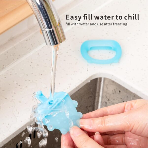 Freezable Baby Teether Toys,Water Fillable Baby Teething Relief,Chill Teether for Babies 0-3-6-12-24 Months, Cools & Massages Sore Gums,No Chill Handle,BPA-Free Silicone Teething Toys Cooling (Blue) - Image 6