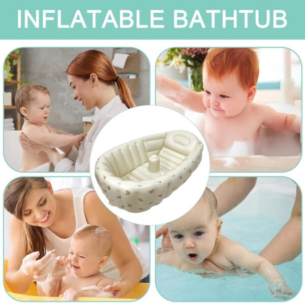 Inflatable Baby Bath Tub Toddler, Portable Kid Infaant Toddler, Foldable Non-Slip Travel Baby Bath, Kids Portable Bath Spa Tub, Infaant Baby Bathtub with Air Pump, Helps Newboorn to Toddler Tub - Image 7