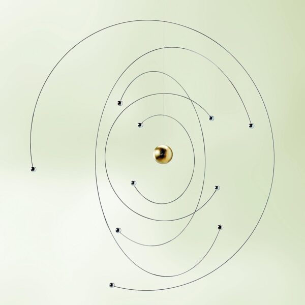 Flensted Mobiles Niels Bohr Mobile, Steel, Gold/Silver, 27 x 27 cm - Image 2