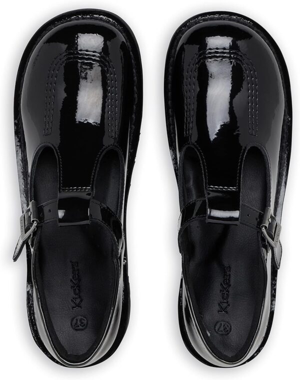 Kickers Girl's Kick T Bar Black School Shoes Uniform - Image 4