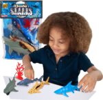 Jumbo Playset - Shark from Deluxebase. Large Animal Figures Toy Set. Bag of large shark toys including a Great White Shark and Whale Shark. Perfect shark toys for boys and girls