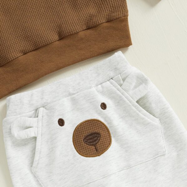 MAHUAOYIXI 2 Piece Set Toddler Boys Outfits Long Sleeve O Neck Sweatshirts Tops with Elastic Waist Cartoon Bear Sweatpants Tracksuit Set for Boys Clothes - Image 5