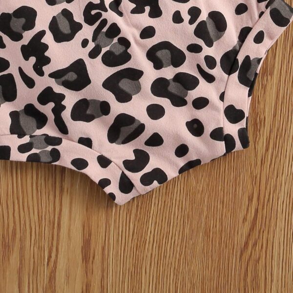 Baby Girl Leopard Print Outfits Tank Top Onesies Ribbed Halter Romper Bodysuit Shorts Bloomers Summer Clothes Set - - 12-18 Months - Image 5