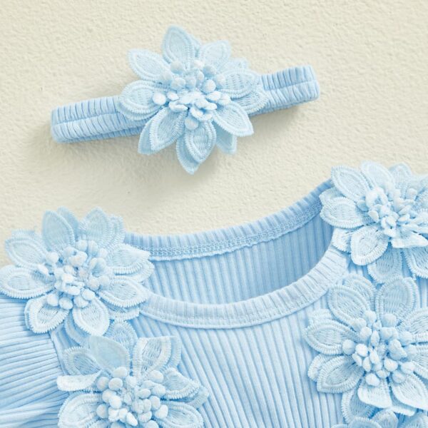 ZZLBUF Newborn Infant Baby Girl Fall Clothes Set Flower Lace Long Sleeve Tutu Romper Dress Headband 2Pcs Outfits - Image 4
