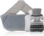 Hot Hugger Wearable Hot Water Bottle Belt, Yotako 3Pcs Wrap Around Wearable Hot Water Bottle with Fluffy Waist Cover, Hot Water Pouch for Back Period Pain Warm Hand Hot Water Bag for Kids Adult - Grey