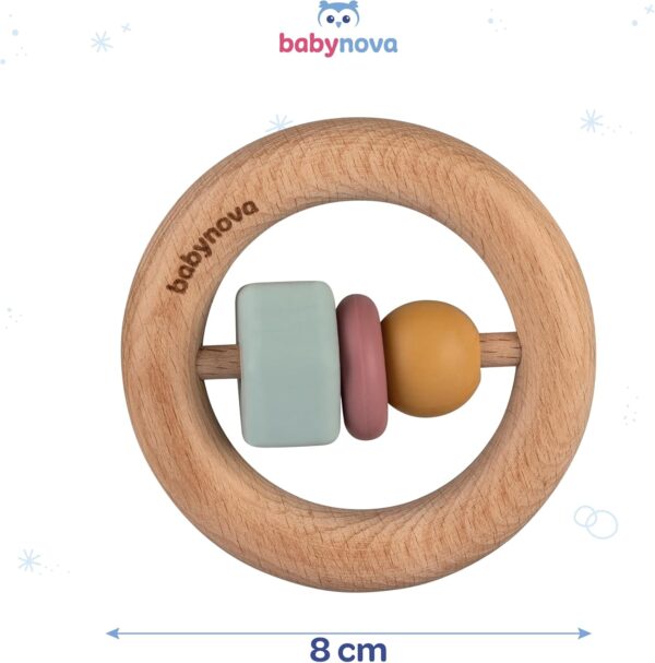babynova Motor Skills Teether- from 0+ Months - Teething Rings Baby Toy - Tooth and Gum Pain Relief - Play & Learn - Early Motor Skills Development - BPA-Free - Image 4