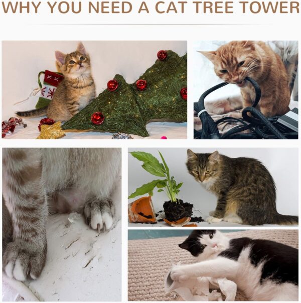 Pawhut 65 cm Cat Tree Kitty Scratcher Kitten Activity Center Scratching Post Playhouse 2 Perch w/Hanging Sisal Rope Grey - Image 6