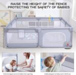 Baby Playpen, Children Playpen, Large Children Playpen, Recreation Area, Rugged Safety Fence Baby Play Yard, Baby Gate Playpen (150X200CM, Grey) - Image 4