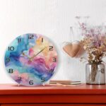 Ewusp Colorful Marble Wall Clock Battery Operated Silent Non-Ticking Clock Round Quartz Decorative Clock for Kitchen Living Room Bedroom Office School Nursery, 25x25 cm - Image 6