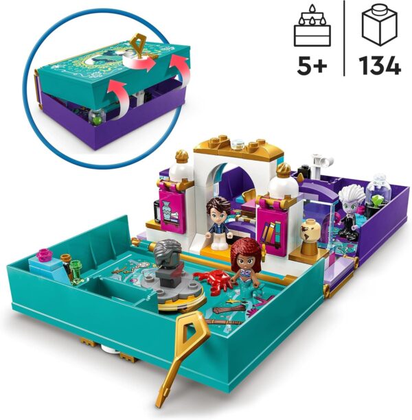 LEGO Disney Princess The Little Mermaid Story Book Buildable Toy with Ariel, Prince Eric and Ursula Micro Dolls plus Sebastian Figure, 2023 Film Playset, for Kids, Girls, Boys Aged 5 Plus 43213 - Image 2