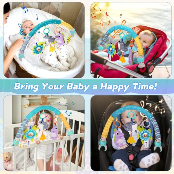 Bestcool Pram Toys for Babies, Clip on Activity Pram Arch Pushchair Toys with 3 Sensory Hanging Animals Rattle Music Squeak Crib Mobile Toys Baby Stroller Toy for Newborn Boys Girls Gift (Whale) - Image 7