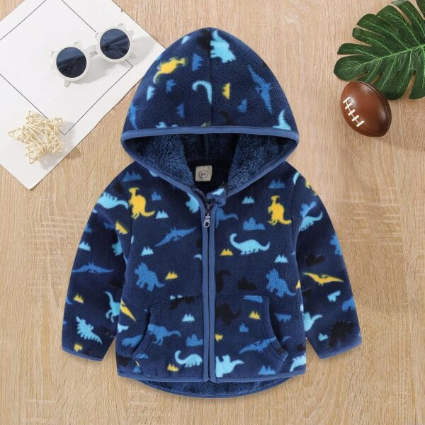Toddler Fleece Jacket Baby Boys Girls Zip Up Hoodie Sweatshirt Thick Warm Clothes Spring Autumn Winter Coat Kids Cute Cartoon Coat with Pocket - Image 3
