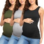 Summer Women's Maternity Tank Top Comfy Sleeveless Maternity Clothes (3 pcs) - Image 9