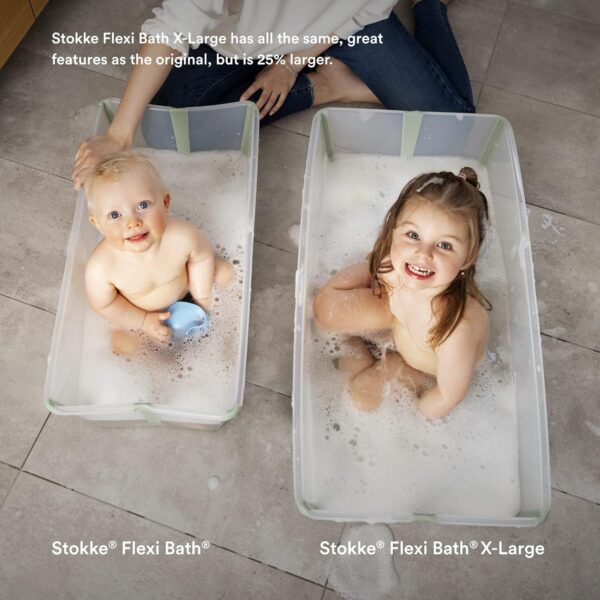 Stokke Flexi Bath X-Large, White - Spacious Foldable Baby Bath - Lightweight & Easy to Store - Convenient to Use at Home or When Travelling - Best for Ages 0-6 - Image 4