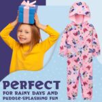 Bluey Puddle Suit for Girls Waterproof Overalls All in One Rainsuit Kids with Hood Fleece Lined Outdoor Lightweight Rainwear for Outdoor Play Travel - Image 2