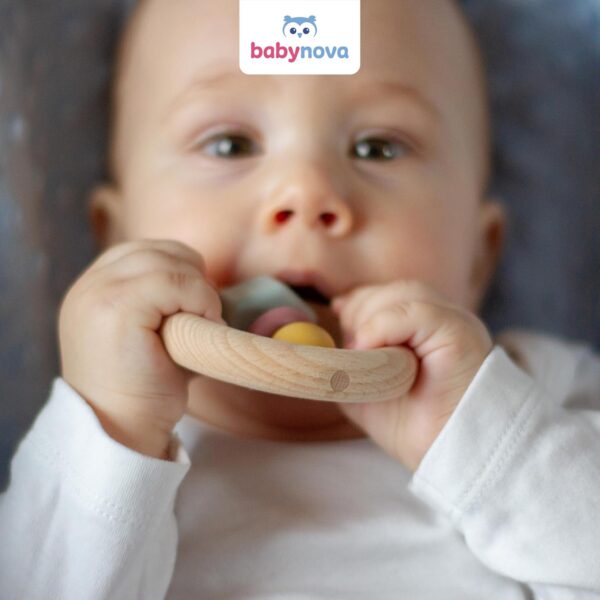 babynova Motor Skills Teether- from 0+ Months - Teething Rings Baby Toy - Tooth and Gum Pain Relief - Play & Learn - Early Motor Skills Development - BPA-Free - Image 2