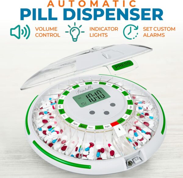 Pointells - Automatic Pill Dispenser with Sound Alarm for Timed Medicine Organizer - 28 Day Pill Dispenser Machine for Elderly with Alarm, Sound, Light - Timed Medication Dispenser Organizers - Image 2
