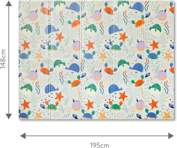 Nuby Foldable Reversible Play Mat - Easy Clean | Reversible | Waterproof | Suitable from Birth (Ocean Friends) - Image 9