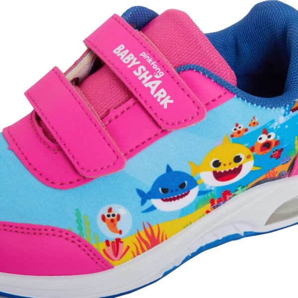 Girls Baby Shark Light Up Trainers Kids Easy Fasten Flashing Lights Sports Shoes - Image 3