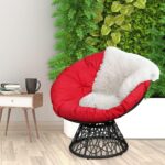 RELAX4LIFE Rattan Papasan Chair, 360 ° Swivel Egg Recliner Chair with Soft Cushion, Indoor Outdoor Rocking Moon Lounger Chair for Living Room Garden Balcony Patio (Red) - Image 6