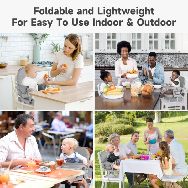 YOLEO High Chair for Toddlers Folding Compact Portable Booster Seat Babies/Kids Chair on Chair for Dining Table Camping (Grey) - Image 9