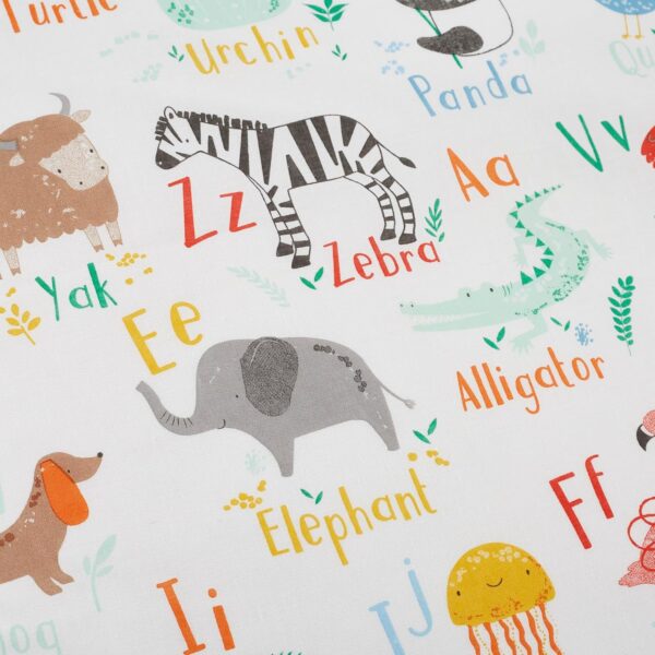 Happy Linen Company Girls Boys Kids Animal Alphabet ABC White Multicolour Toddler Cot Bed Reversible Duvet Cover Quilt Bedding Set with Pillow Case Bed Linen - Image 4