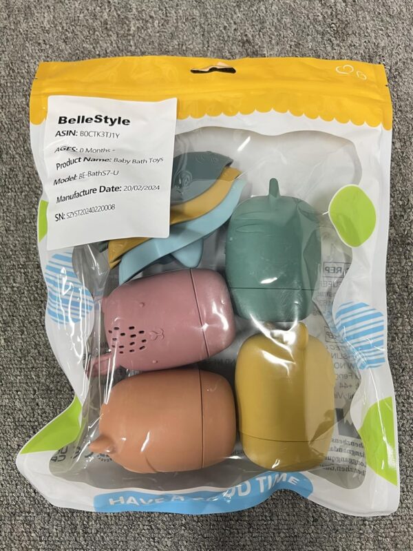 BelleStyle Baby Bath Toys, 7 Pcs Silicone Mold Free Bathtub Toys for Kids, Squeeze Spray Bath Toys Baby Boats Floating Bath Tub Water Toys Sensory Educational Toys for 1 2 3 4 Year Olds Boys Girls - Image 8