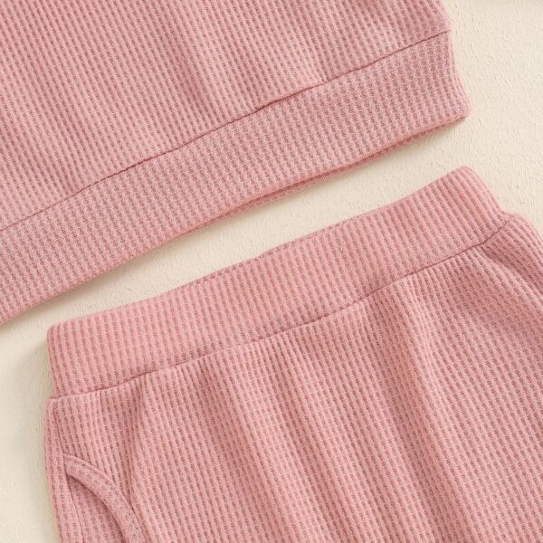 MAHUAOYIXI Toddler Infant Baby Girl Fall Winter Clothes 2Pcs Set Long Sleeve Sweatshirt Pullover Tops Jumper Letter Embroidered Ruffled + Elastic Waist Pants Trousers Outfit Tracksuit - Image 6