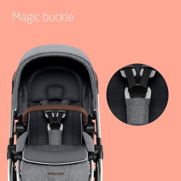 Maxi-Cosi Adorra 2 Luxe Baby Stroller, Stroller pushchair for toddlers from Birth to 22 kg, 0 - 4 Years, Lie-flat position, Air Flow Regulation, Shock Absorbing wheels, Big pram hood, Twillic grey - Image 5