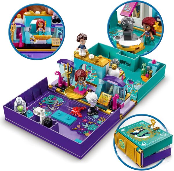LEGO Disney Princess The Little Mermaid Story Book Buildable Toy with Ariel, Prince Eric and Ursula Micro Dolls plus Sebastian Figure, 2023 Film Playset, for Kids, Girls, Boys Aged 5 Plus 43213 - Image 3