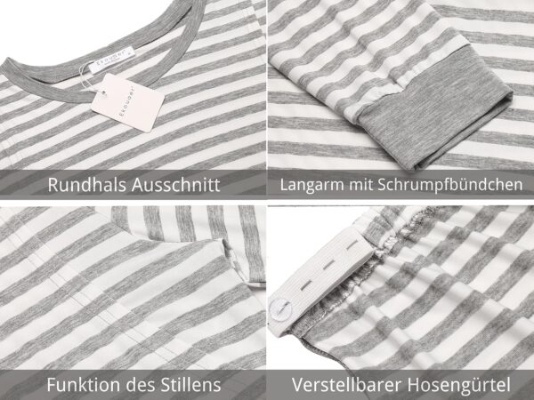 Ekouaer Maternity & Nursing Pajamas Set Striped Knit Long Johns Set Top & Bottom Base Layer for Pregnant Women, S-XXL - Image 6