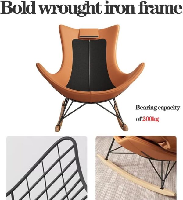 Modern Gray Nursery Rocking Chair with Ottoman High Back Glider Recliner Solid Wood Legs Upholstery Fabric Armchair Comfortable and Stylish Addition to Your Nursery - Image 4