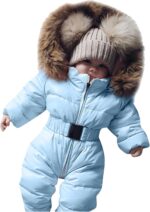 Wifgmjy Snowsuit for Baby Toddler Baby Boys Girls Romper Snowsuit Jumpsuit Coat Outerwear Jacket Hooded Warm Zipper Down Snow Suit Thicken Onesie Warm Coat Outerwear Clothes for Infant