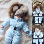 Wifgmjy Snowsuit for Baby Toddler Baby Boys Girls Romper Snowsuit Jumpsuit Coat Outerwear Jacket Hooded Warm Zipper Down Snow Suit Thicken Onesie Warm Coat Outerwear Clothes for Infant - Image 2