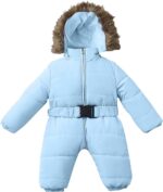 Wifgmjy Snowsuit for Baby Toddler Baby Boys Girls Romper Snowsuit Jumpsuit Coat Outerwear Jacket Hooded Warm Zipper Down Snow Suit Thicken Onesie Warm Coat Outerwear Clothes for Infant - Image 3