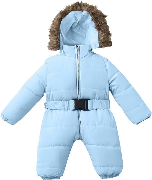 Wifgmjy Snowsuit for Baby Toddler Baby Boys Girls Romper Snowsuit Jumpsuit Coat Outerwear Jacket Hooded Warm Zipper Down Snow Suit Thicken Onesie Warm Coat Outerwear Clothes for Infant - Image 3