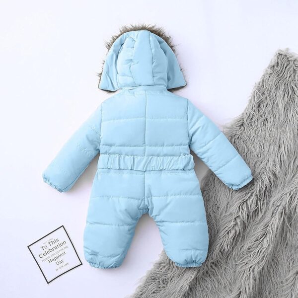 Wifgmjy Snowsuit for Baby Toddler Baby Boys Girls Romper Snowsuit Jumpsuit Coat Outerwear Jacket Hooded Warm Zipper Down Snow Suit Thicken Onesie Warm Coat Outerwear Clothes for Infant - Image 4