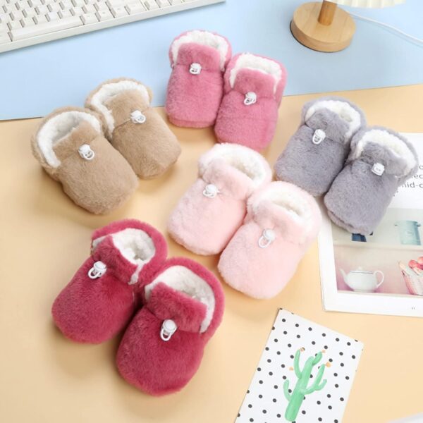 Newborn Booties Girl 0 3 Months Baby Shoe Boots Baby Shoes Toddler Boots Soft Bottom Toddler Shoes Plus Velvet Thick Non Slip Large Cotton Shoes Baby Booties Newborn Knitteddown Booties Boots - Image 5