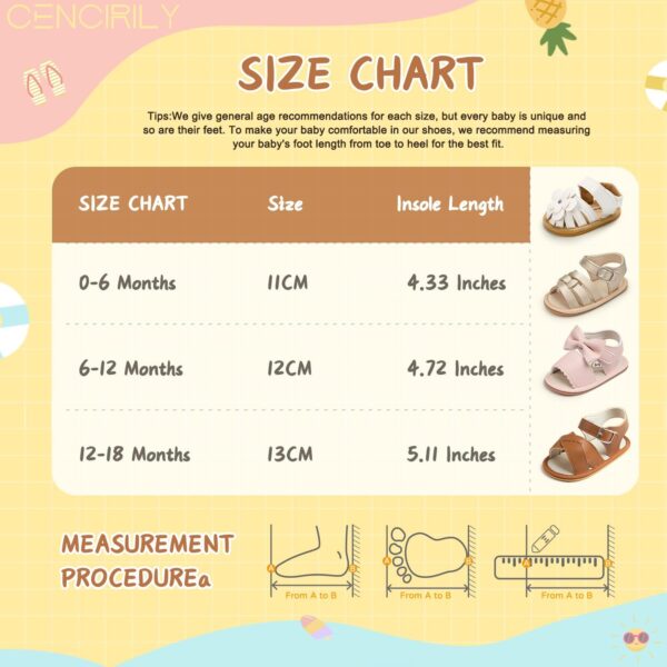 CENCIRILY Infant Baby Girls Summer Sandals Newborn Bow-Knot Open Toe Beach Shoes Casual Lightweight Anti Slip Sole Flat - Image 6