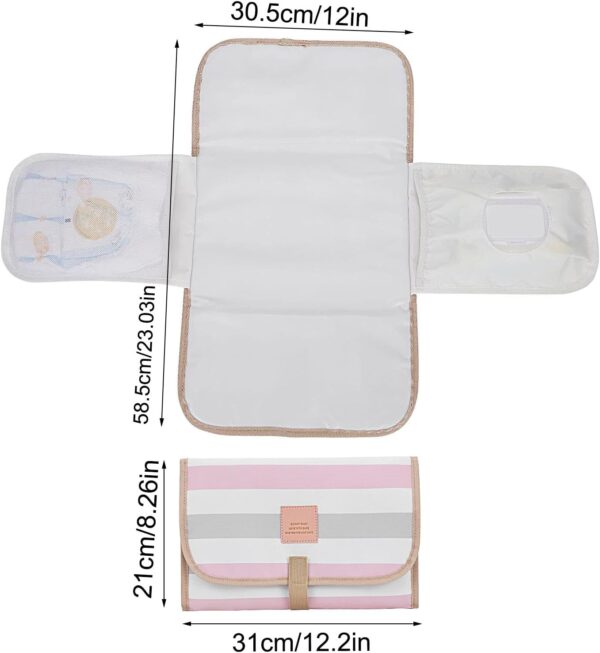 Lueear Portable Diaper Changing Pad | Waterproof Washable Diaper Changing Pad Portable Foldable,Classic Stripes Lightweight Baby Changing Pad for Dads Moms - Image 5