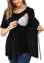 T Shirt Women's V-Neck Sleeves for Breastfeeding Maternity Care Plain T-Shirt Women Tops Short Maternity Blouse Pregnant - Image 3