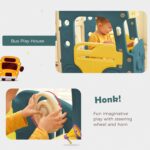 4-in-1 Kids Bus Playhouse Slide Set with Basketball Hoop & Climber, Indoor & Outdoor HDPE Play Center for Children Ages 3-8, Safe Non-Toxic Material, Easy Assembly (Green) - Image 2